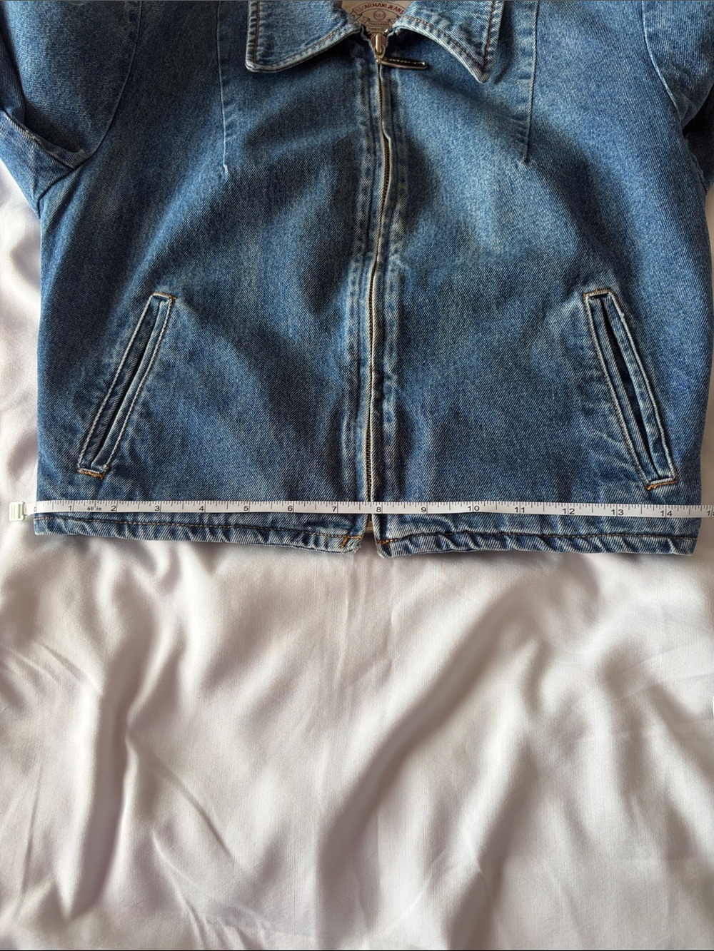 Giorgio Armani Medium Blue Denim Zip Jacket - Picture 8 of 12